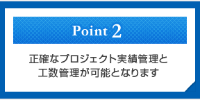 Point2　正確なプロジェクト実績管理と工数管理が可能となります